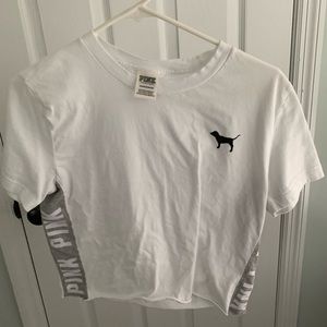 VS Pink White Crop Top